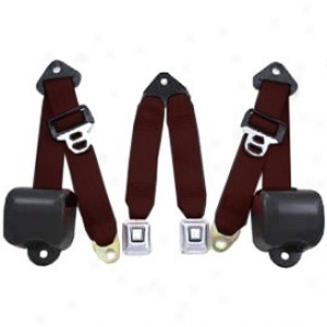 Rear Metal Push Button 3 Point Retractable Belts, Maroon