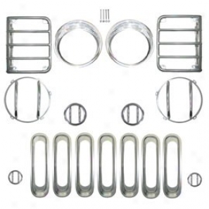 Rugged Ridge (17-piece) Euroguards Without Fog Light Covers Wity Chrome Grille Inserts