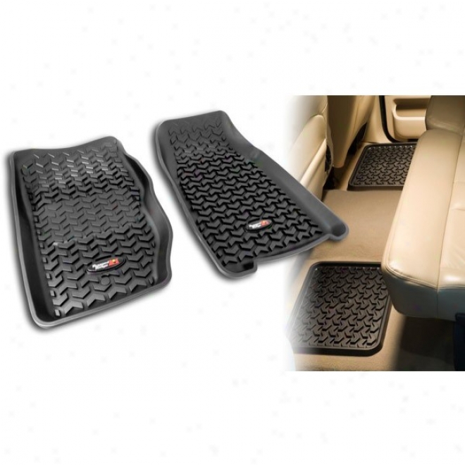 Rugged Extended elevation All Terrain Floor Liner, Front & Rear Kit, Black