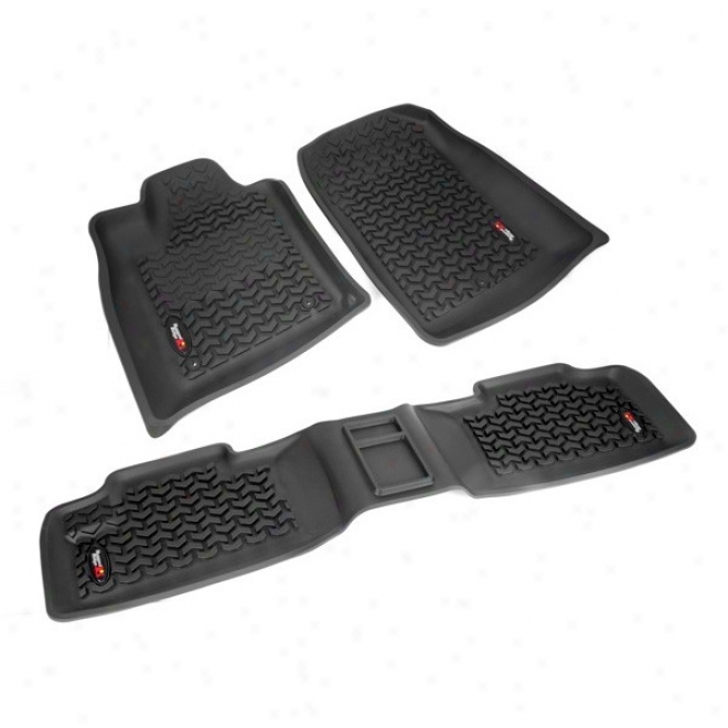 Rugged Ridge, All Terrain, Floor Liners Kit, Van & Rear, Black