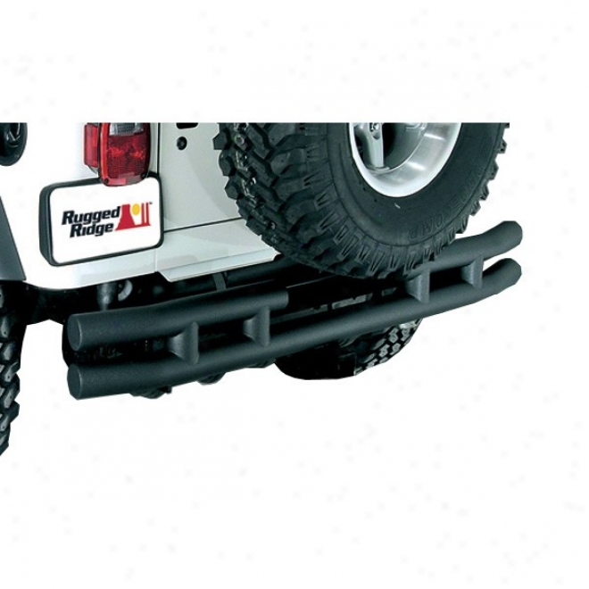 Rugged Ridge, Double Tube Rear Bumper, Textured Black