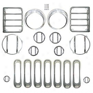 Rugged Ridge Euroguards (12-piece) Kit With Fog Light Covers And Chrome Grille Inserts (7 Pieces)