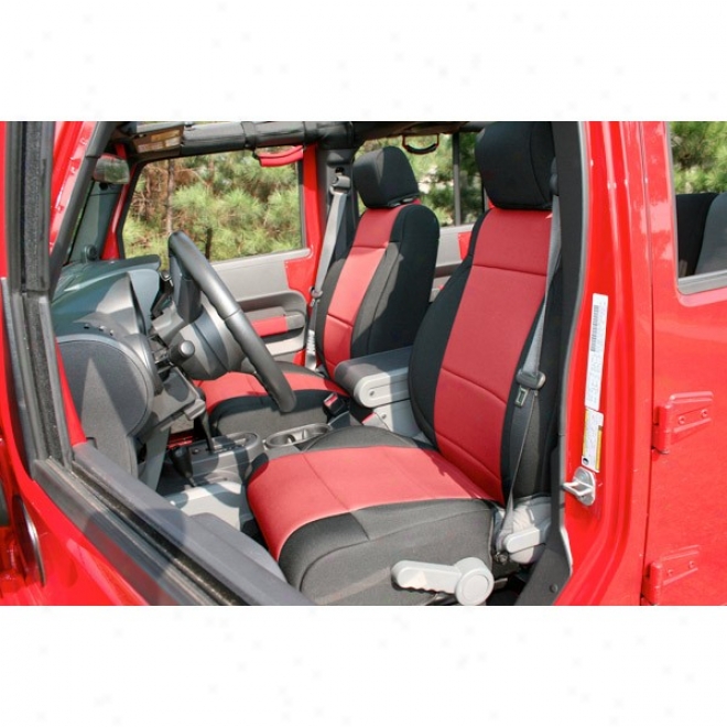 Rugged Ridge Neoprene Front Seat Covers Black With Red