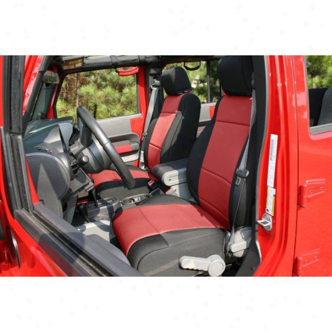 Rugged Ridge Neoprene Front Seat Civers Wifh Abs Flap Black With Red