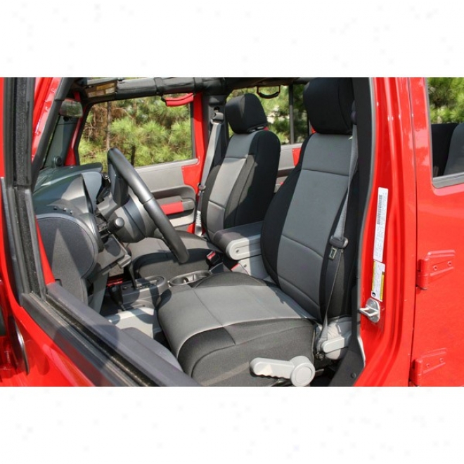 Rugged Ridge Neoprene Front Seat Covers With Abs Flap Black With Gray