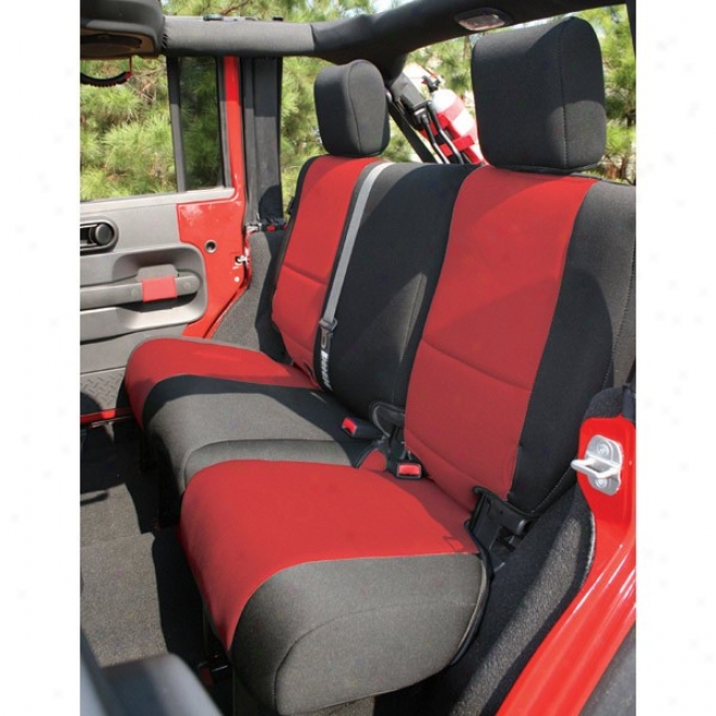 Rugged Ridge Neoprene Rear Seat Cover Black With Red