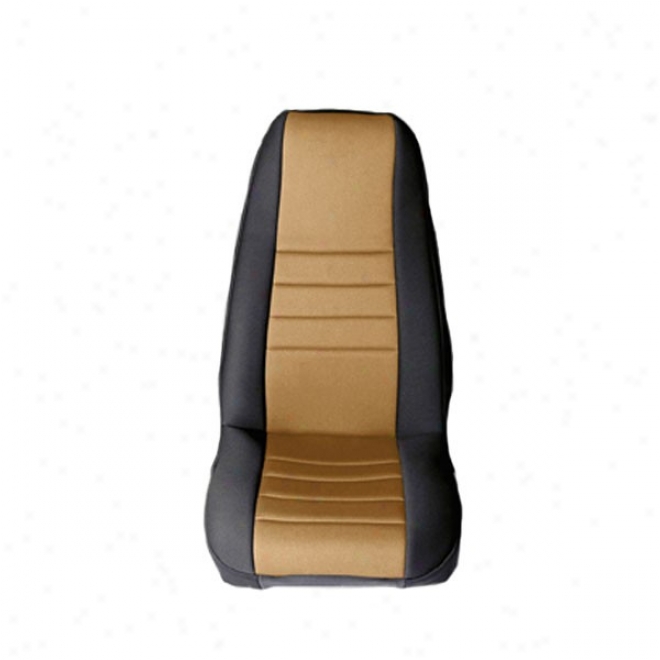 Rugged Extended elevation Neoprene Seat Cover Fronts (pair)  Black/tan