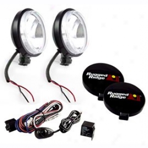 Rugged Ridge Off Road Fog Light Kit, Pair Of Lights With Wiring Harness, Slim 6-in Bllack, 100w
