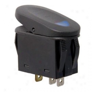 Rugged Extended elevation Rocker Switch, 2 Position, Black With Blue Indicator Light