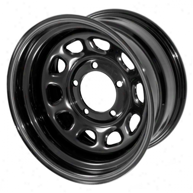 Rugged Ridge Steel D-window Wheel, 15 X 8, Black, 5 On 5.5 Bolt Pattern, 3.75 Backspacing