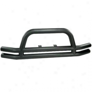Rugged Extended elevation Tubular Front Bumper With Hoop Textured Black