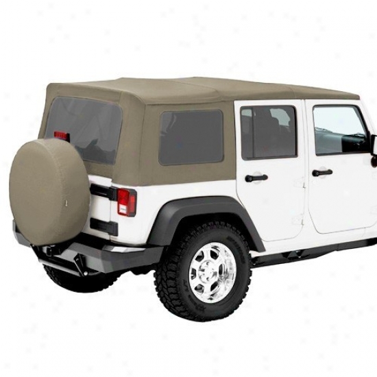 Sailcloth Replace-a-top Kahki Diamond With Rear Windows Without Half Door Skins By Bestop