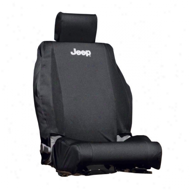 Seat Cover, Front Black 2 Pieces W/ Jeep Logo