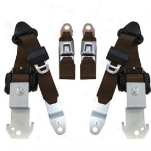 Seatbelt Solutions, Front Push Button 3 Point Retractable Seat Belts, Pair, Dark Brown