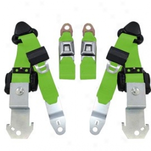 Seatbelt Solutions, Front Push Button 3 Point Retractable eSat Belts, Lime Green