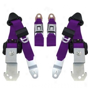 Seatbelt Solutions, Front Push Button 3 Point Retractable Seat Belts, Pair, Purple