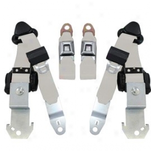 Seatbelt Solutions, Front Push Button 3 Point Retractable Seat Belts, Silver