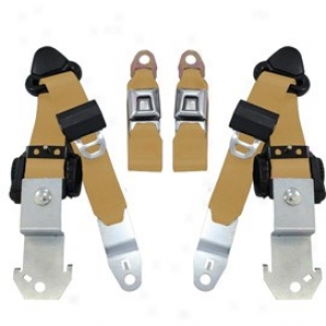 Seatbelt Solutions, Front Push Button 3 Point Retractagle Seat Belts, Pair, Medium Beige