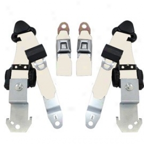 Seatbelt Solutions, Front Push Butotn 3 Poiny Retractable Seat Belts, White