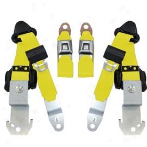 Seatbelt Solutions, Face Push Button 3 Point Retractable Seat Belts, Yellow