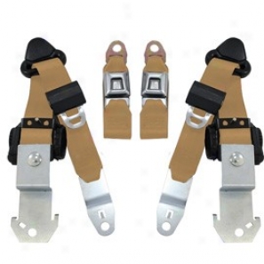 Seatbelt Solutions, Front Onset Button 3 Point Retractable Seat Belts, Pair, Desert Tan