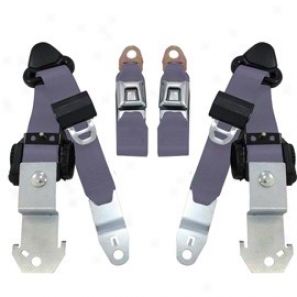 Seatbelt Solutions, Front Pussh Butt0n 3 Point Retractable Bottom Belts, Pair, Blue