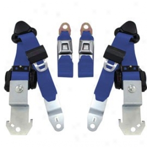 Seatbelt Solutions, Front Push Button 3 Point Retractable Seat Belts, Cobalt Blue