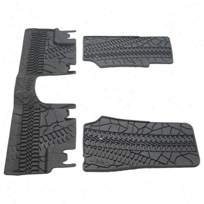 Slush Floor Mats W/jeep Logo, Daek Slate Mopar