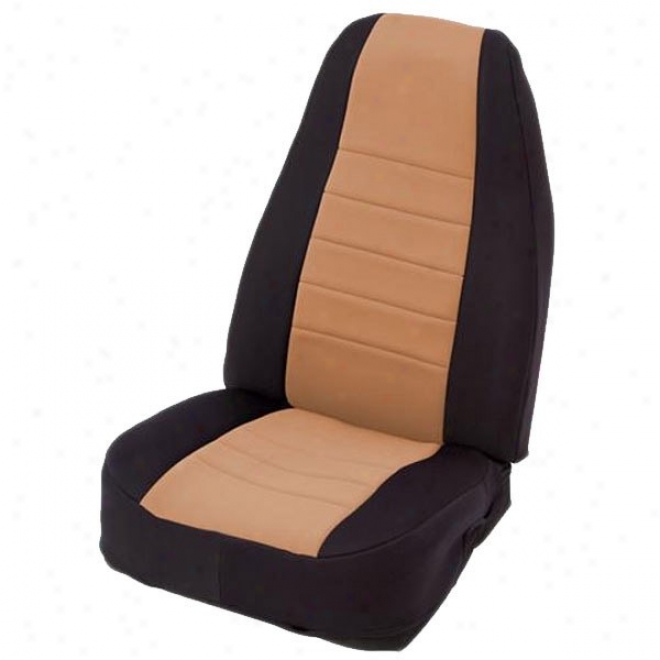 Smittybilt Neoprene Front Seat Covers Black By the side of Tan