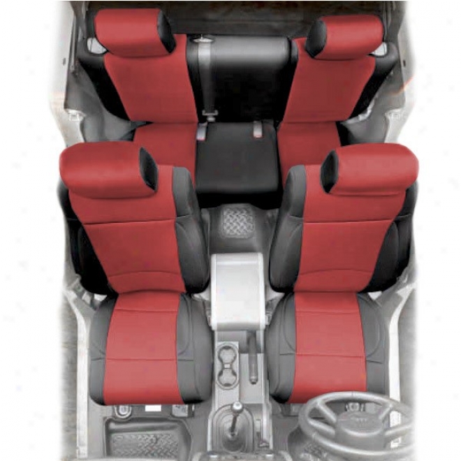 Smittybilt Neoprene  Rear Seat Cover Black Upon Red