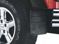 Water Guard, Rear Hd Rubber Black W/ Jeep Logo Pair