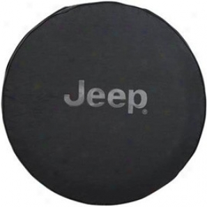 Tire Cover, Black Denim With Gray Jeep Logo Mopar