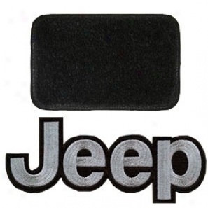 Ultimat Floor Mats 4 Piece Set Black Mats Front With Gentle Jeep Logo, Rears No Logo, & Without Driver's Left Foot Rest