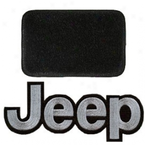 Ultimat Floor Mats 4 Piece Set * Black With Silver Jeep Logo & Without Driver's Left Foot Rest