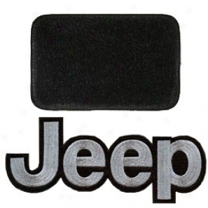 Ultimat Floor Mats 4 Piece Set * Black With Silver Jeep Logo & Driver's Left Foot Rest