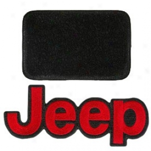Ultimat Floor Mats Front Pair Black With Red Jeep Logo & Without Drivers Left Foot Reqt