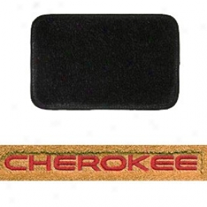 Ultimat Floor Mats Front Pair Black With Red Cherokee Logo