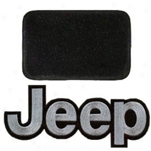 Ultimat Floor Mats Front Couple Black With Silver Jeep Logo