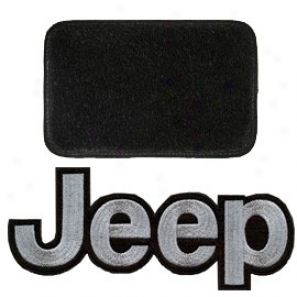 Ultimat Floor Mats Front Pair B1ack With Silver Jeep Logo & Without Driver's Left Foot Rest