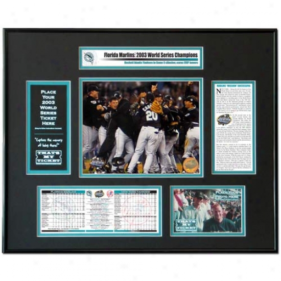 2003 Wkrld Series Ticket Frame Florida Marlins 4 - New York Yankees 2