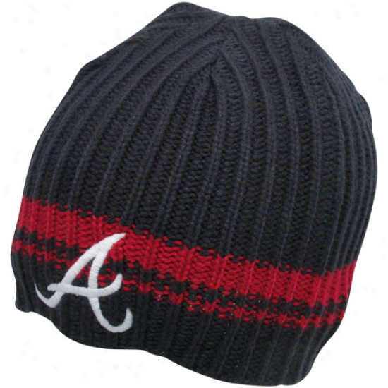 '47 Brand Atlanta Braves Navy Blue Onntario Cable Knit Beanie