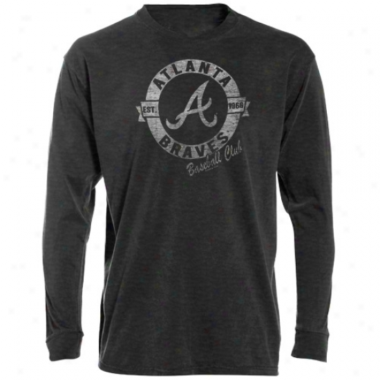 '47 Brand Atlanta Braves Navy Blue Annual rate  Long Sleeve Slub T-shirt