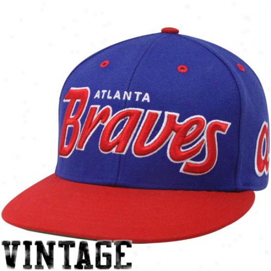 '47 Brand Atlanta Braves Royal Blue-red Retro Script Snapback Adjhstable Hat