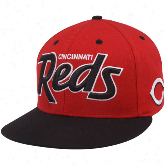 '47 Mark  Cincinnati Reds Black-red Retro Script Snapback Adjustable Hat