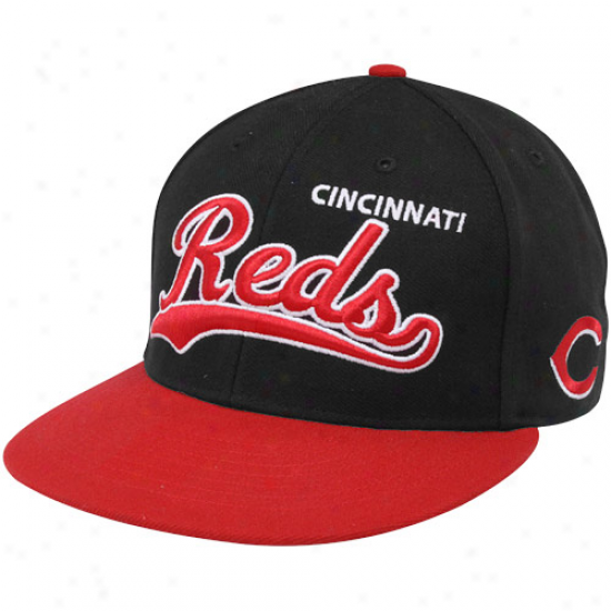 '47 Brand Cincinnati Reds Black Review Mvp Snapback Adjustable Hat