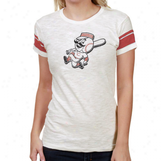 '47 Brand Cincinnati Reds Ladies White Game Time Premium Heathered T-shirt