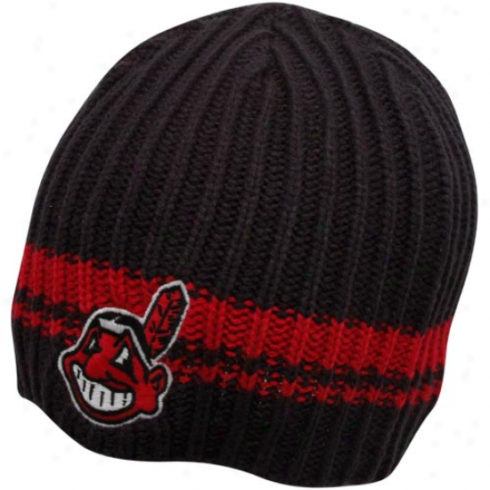 '47 Brand Cleveland Indians Navy Blue Ontario Cable Knit Beanie