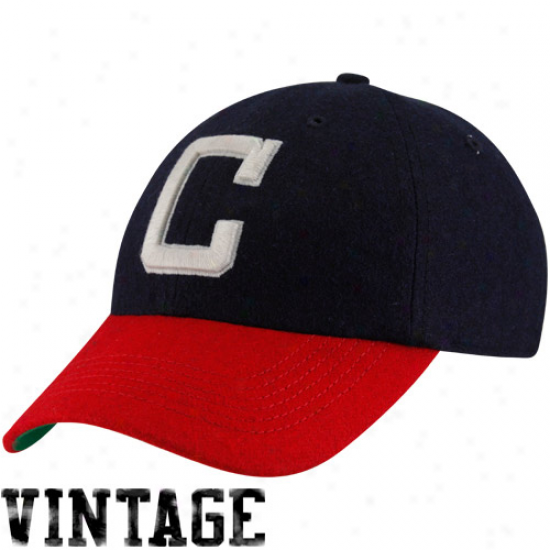 '47 Brand Cleveland Indians Navy Blue-red Cooperstown Brooksby Flex Fit Hat