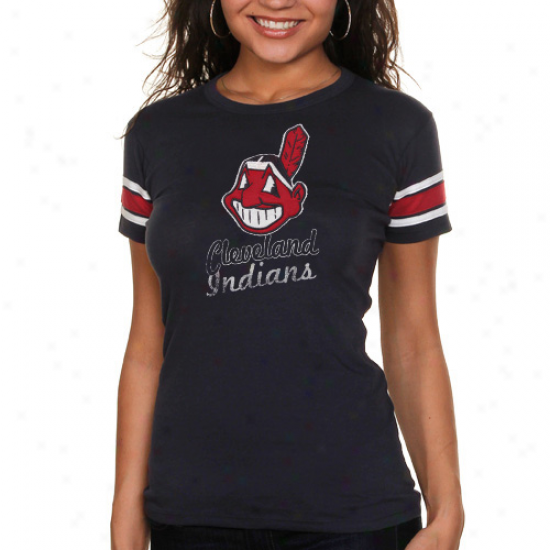 '47 Brand Cleveland Indians Womens Campus T-shirt - Navy Blue