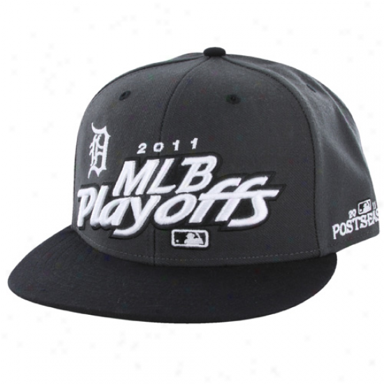 '47 Brand Detroif Tigers Charcoal 2011 Mlb Playoff Bound Locker Room Snapback Adjustable Hat